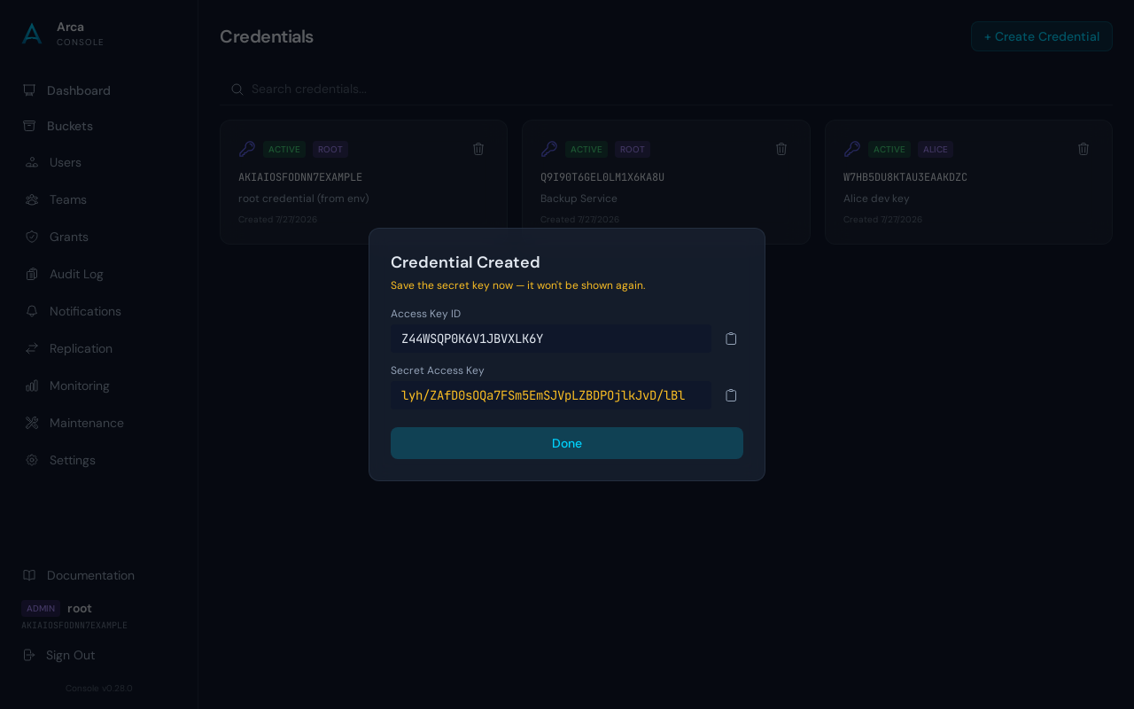 Credential created