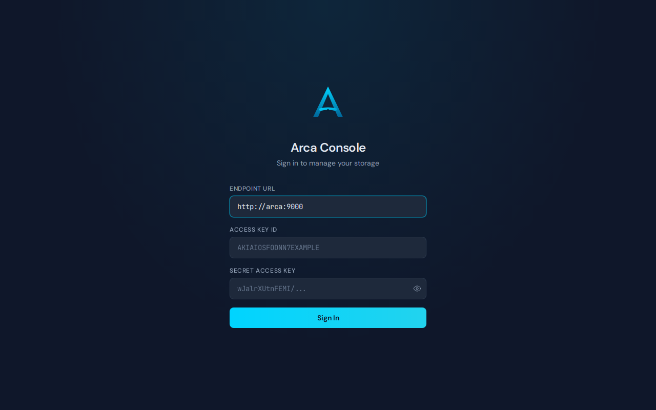 Console login screen