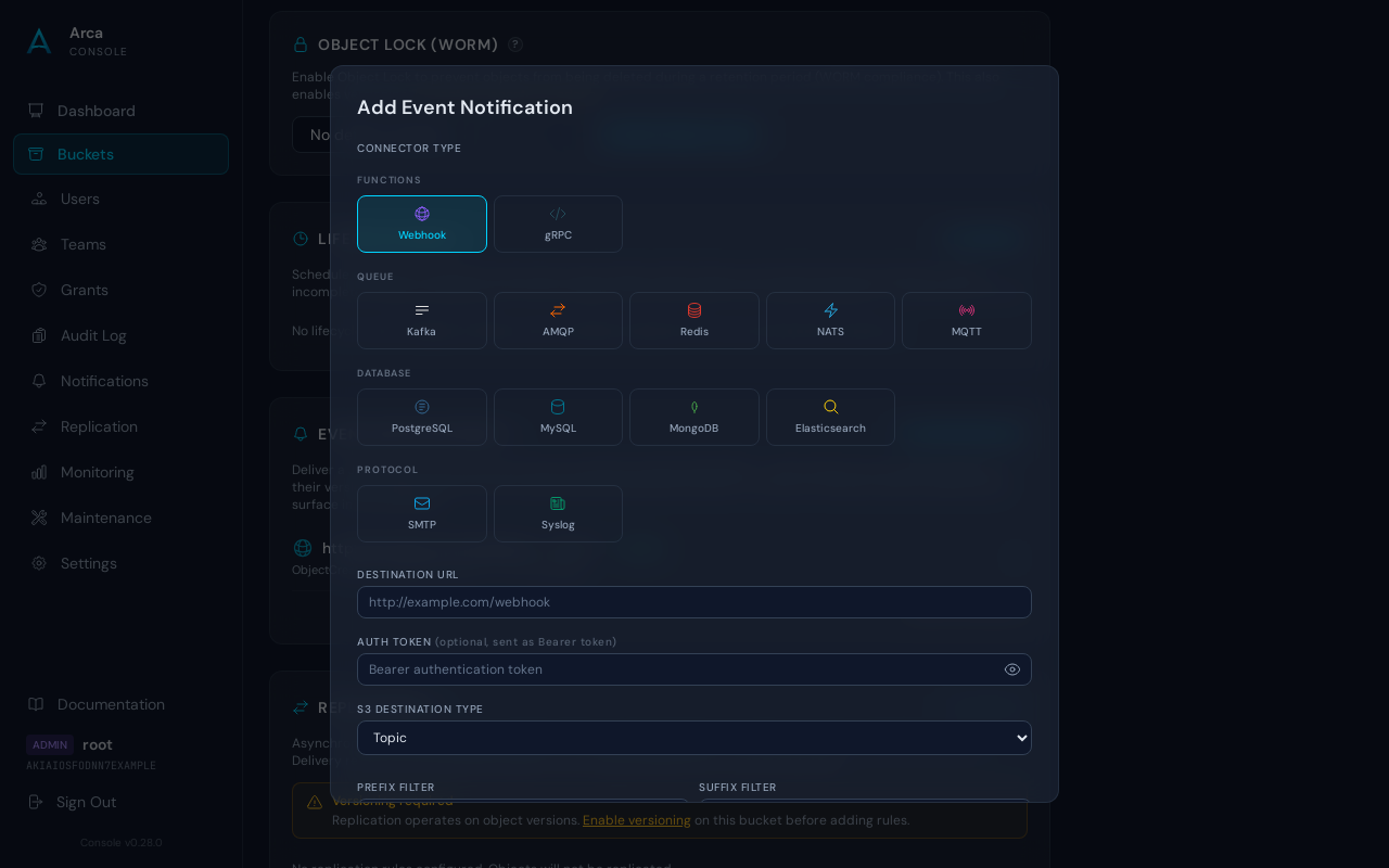 Notification modal