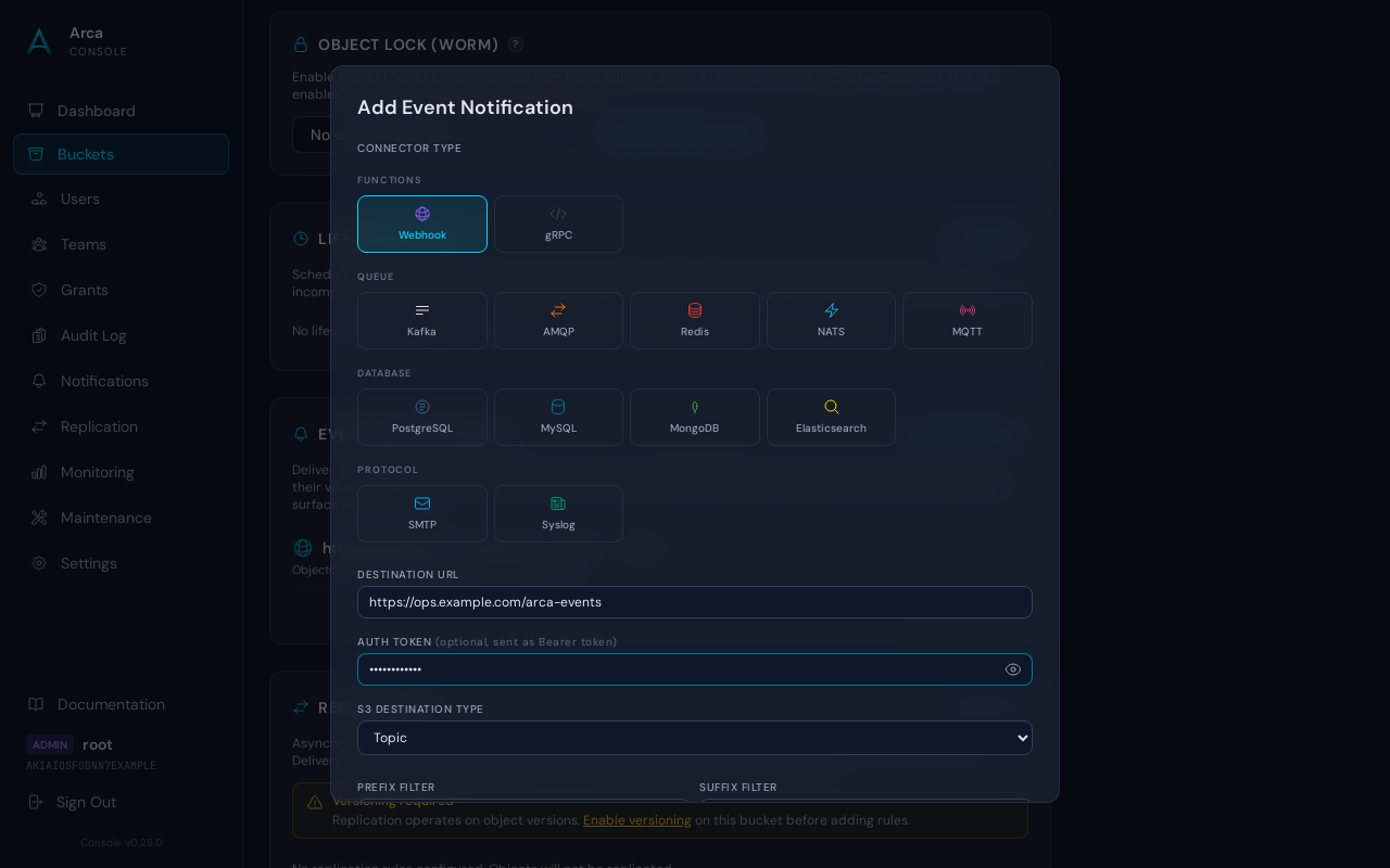 Webhook notification form