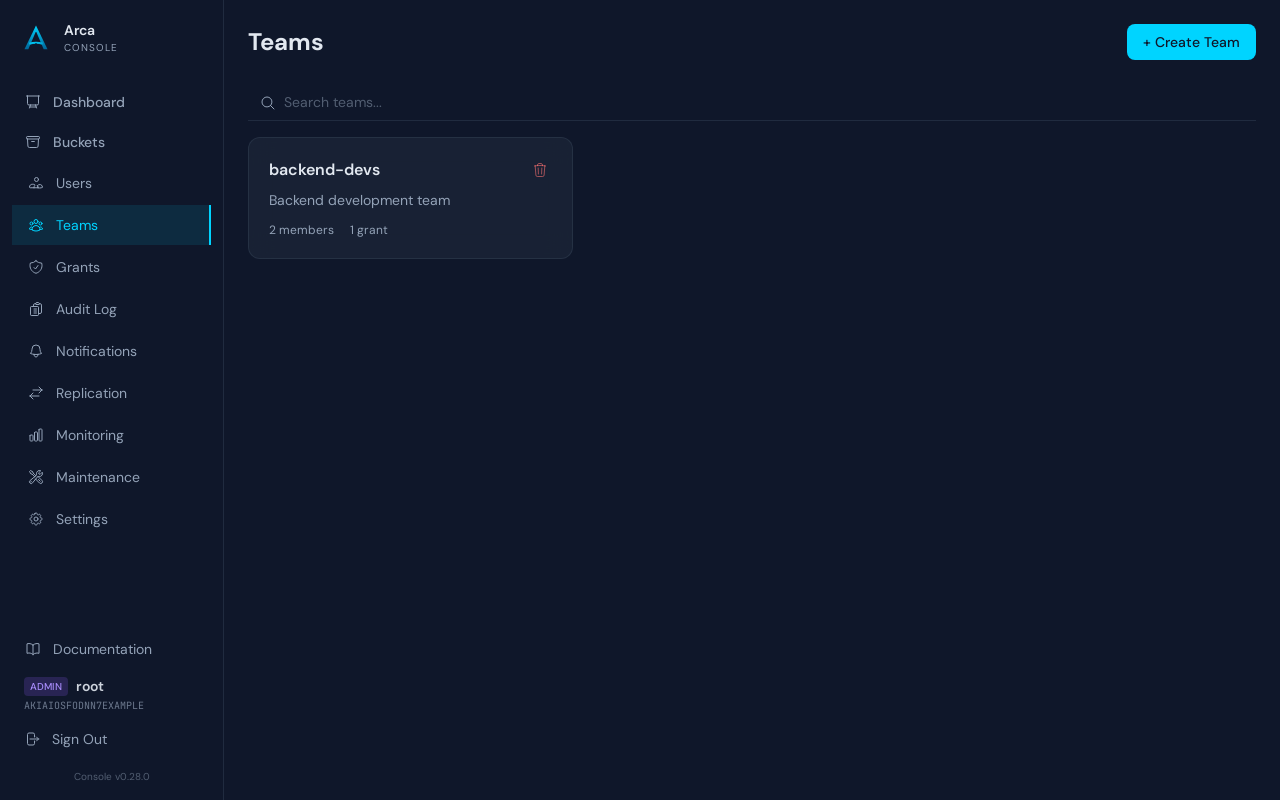 Teams list